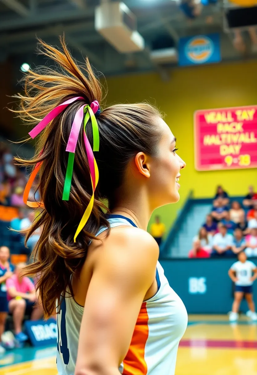 15 Quick Volleyball Hairstyles for an Instant Court-Ready Look (You Won't Believe #6!) - 12. Colorful Hair Ribbons